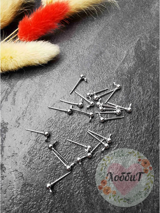 Основы для пусет с петелькой 11*3мм, 1 пара (серебро)